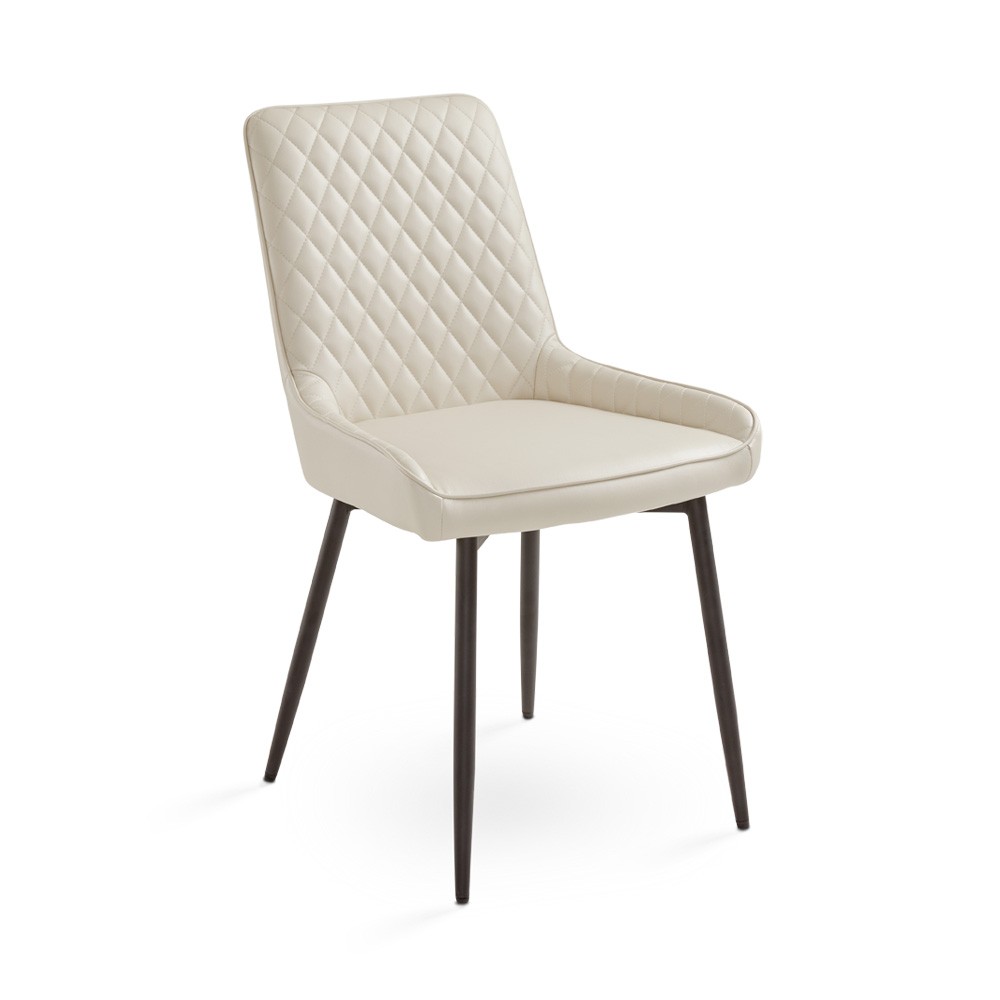 Emily Black Dining Chair: Taupe Leatherette 